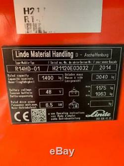 LINDE R14HD USED REACH FORKLIFT TRUCK (11500mm LIFT) (#2930)