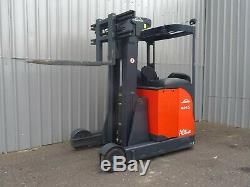 LINDE R25s USED ELECTRIC REACH FORKLIFT TRUCK. (#2413)