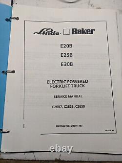 Linde Baker E20b E25b E30b Electric Forklift Truck Service Manual 1993
