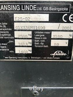 Linde E25 Electric Forklift Truck Container Mast
