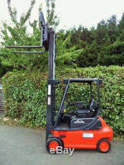 Linde electric counterbance forklift truck, container spec with fork positioner