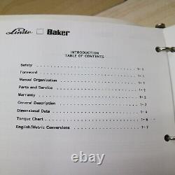 Baker Linde Pal-w Wr Électric Pallet Repair Truck Shop Service Guide Manuel
