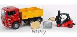 Bruder 1795 Man Tga Tilt Truck With Linde Forklift Construction Sites Toy Models